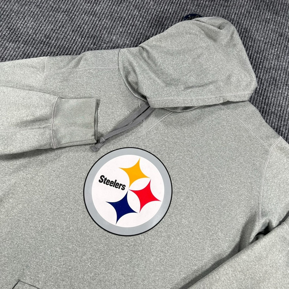Pittsburgh Steelers Hoodie Sweatshirt Mens Nike 2XL Gray Long Sleeve NFL Therma